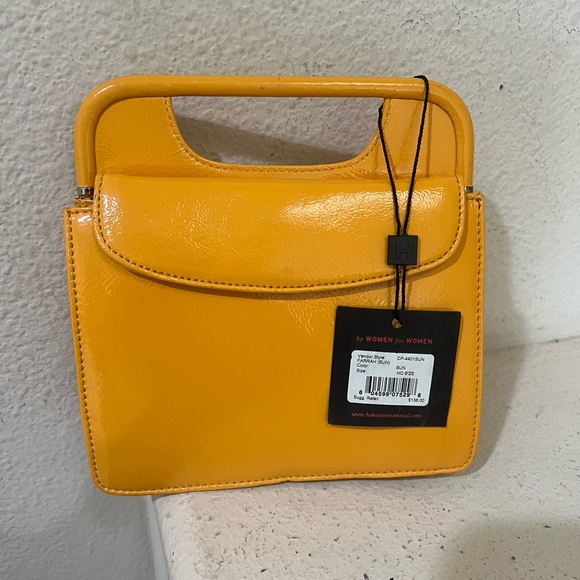 - Hobo International Farrah Yellow Leather Top Handle Mini Purse Clutch Bag - Picture 3 of 12